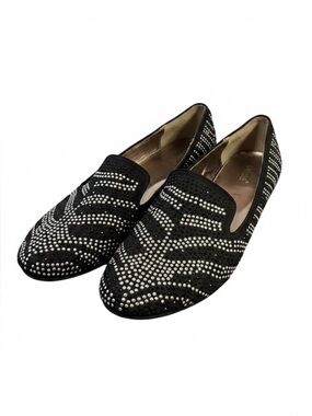 Wanted Black Rhinestone Studded Loafers Slip On Flats – Size 10